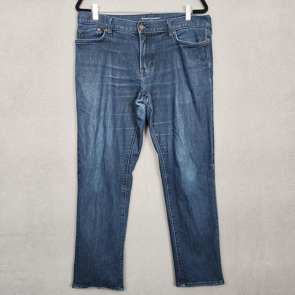 Banana Republic Travel Jean SL Jeans Mens 34x30 Blue Slim Straight Actual 34x29